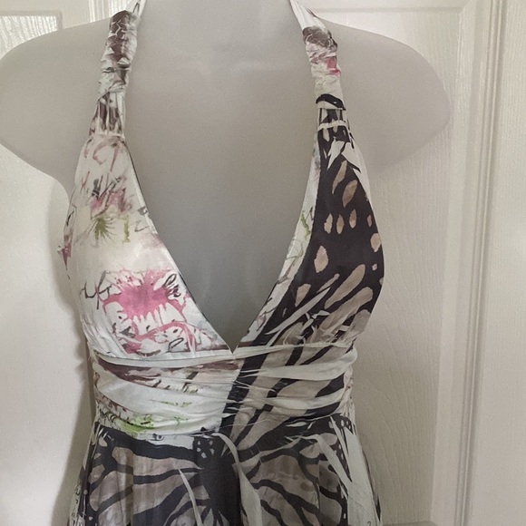 Watercolor Butterfly Print Halter Style Maxi Dress - Picture 10 of 16